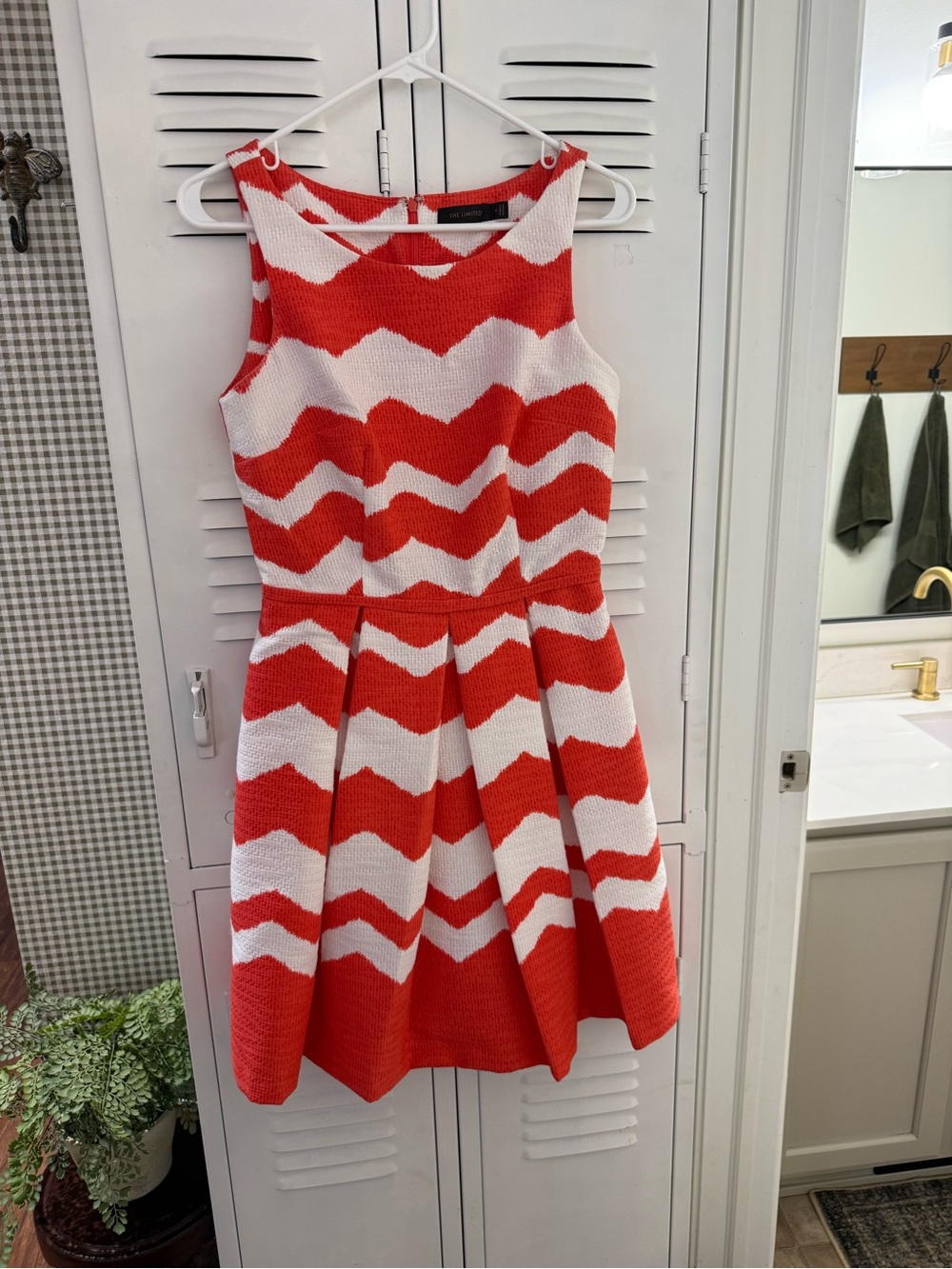 The Limited Orange and White Chevron Dress